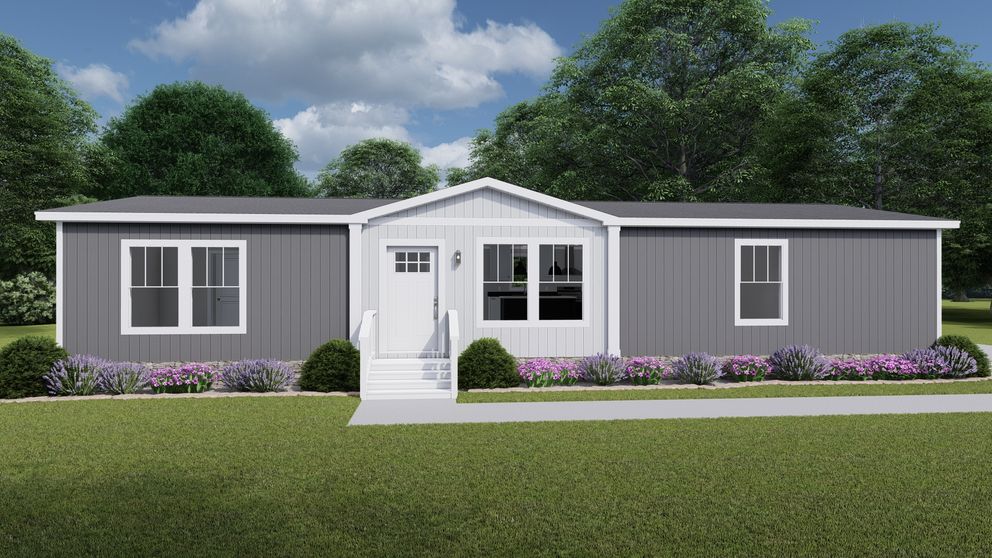 The LEAN ON ME Exterior. This Manufactured Mobile Home features 3 bedrooms and 2 baths.