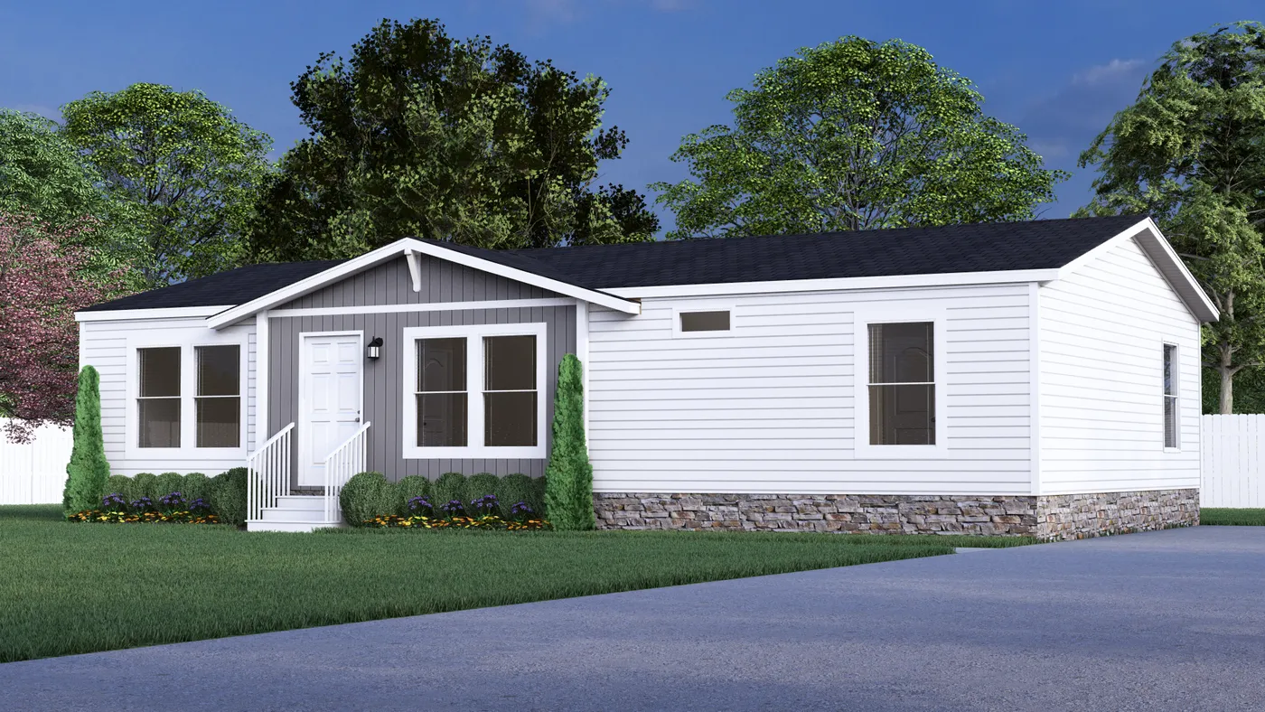 The THE RENEGADE Exterior. This Manufactured Mobile Home features 3 bedrooms and 2 baths.