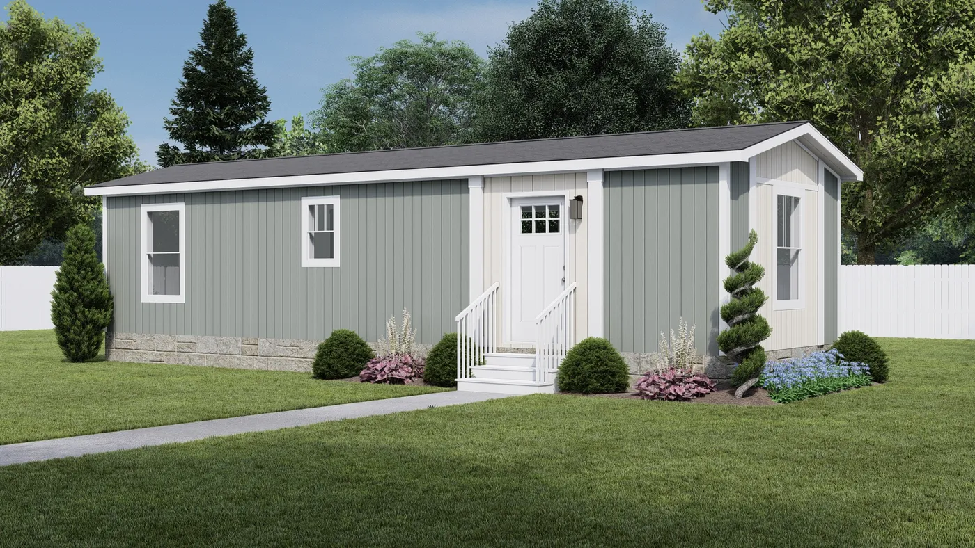 The IMAGINE Exterior. This Manufactured Mobile Home features 1 bedroom and 1 bath.