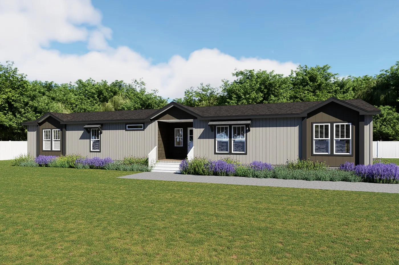 The THE VALENTINO Exterior. This Manufactured Mobile Home features 4 bedrooms and 2.5 baths.