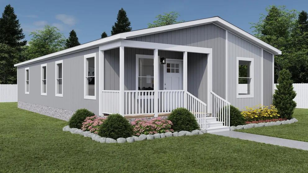 The GOOD TIMES Exterior. This Manufactured Mobile Home features 3 bedrooms and 2 baths. Statue Garden, Solitary State and Delicate White. 