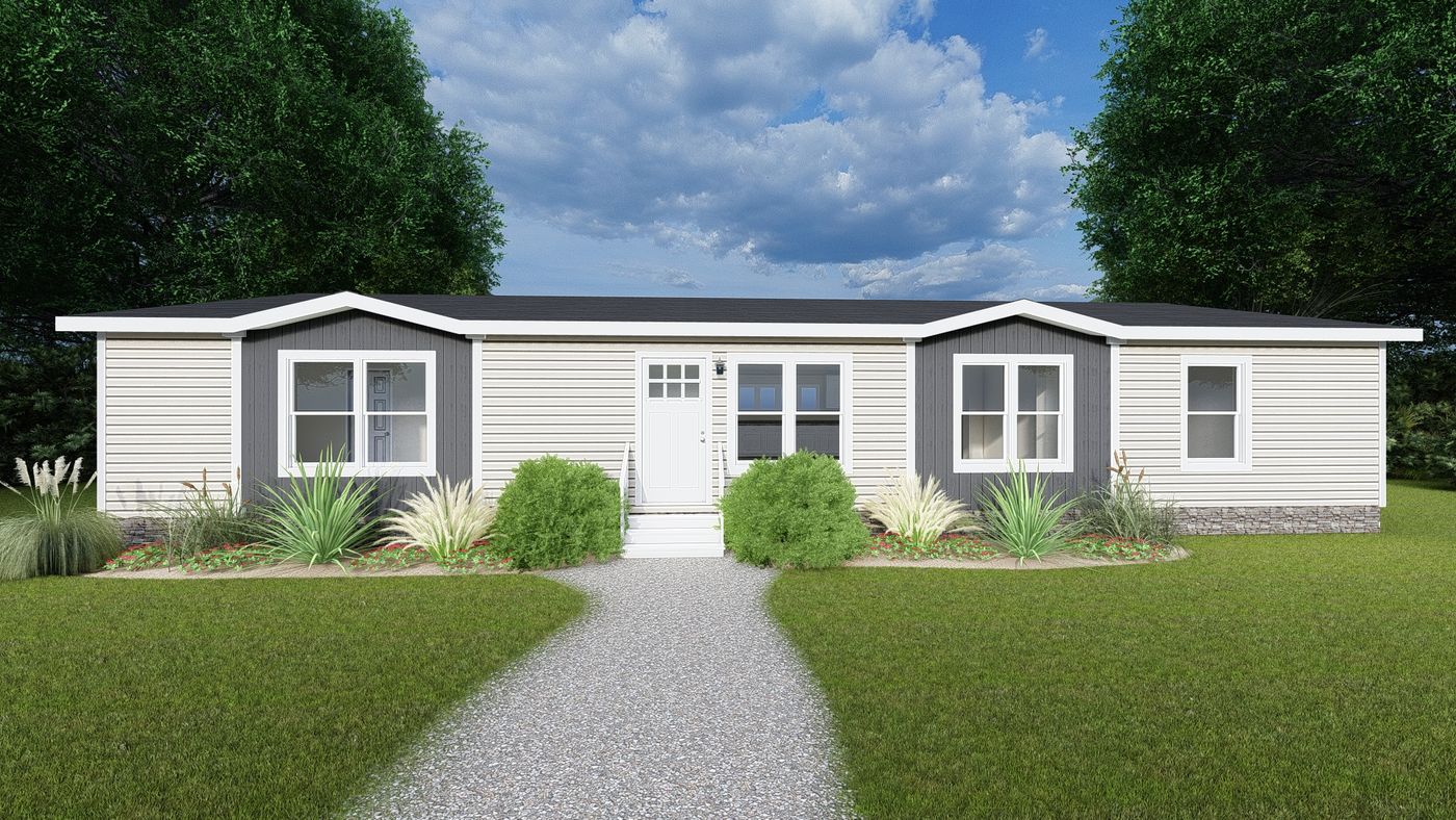The FARMHOUSE FLEX Exterior. This Manufactured Mobile Home features 3 bedrooms and 2.5 baths.