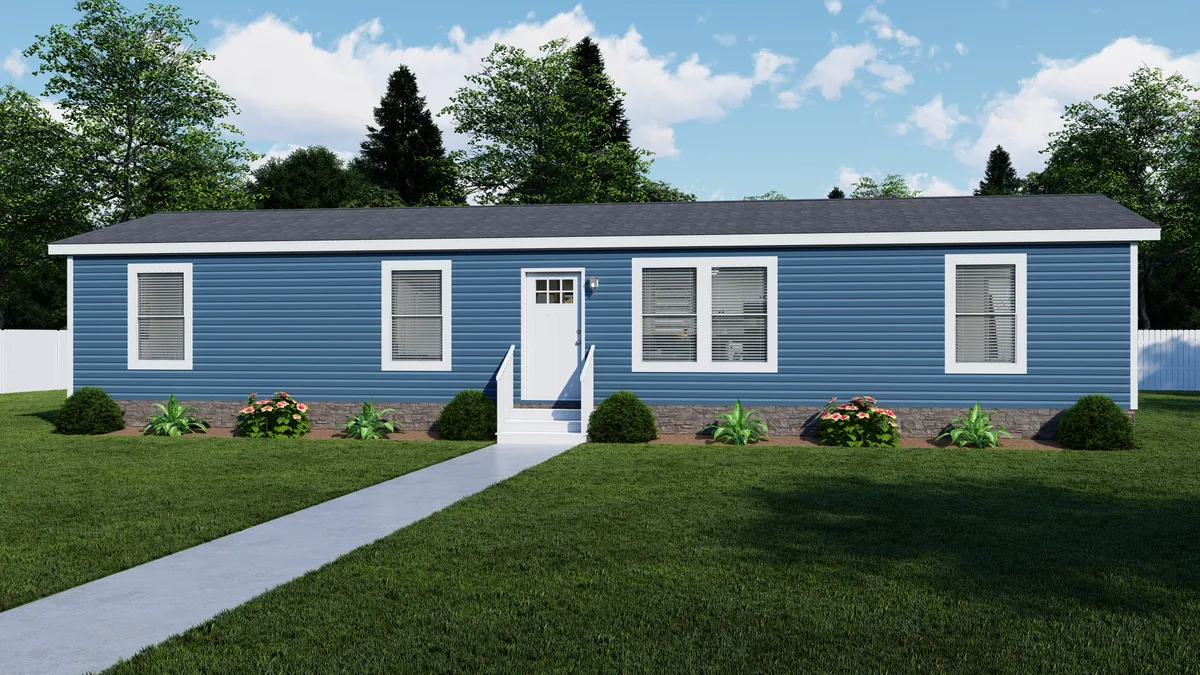 The 5624-E744 THE PULSE Exterior. This Manufactured Mobile Home features 3 bedrooms and 2 baths.