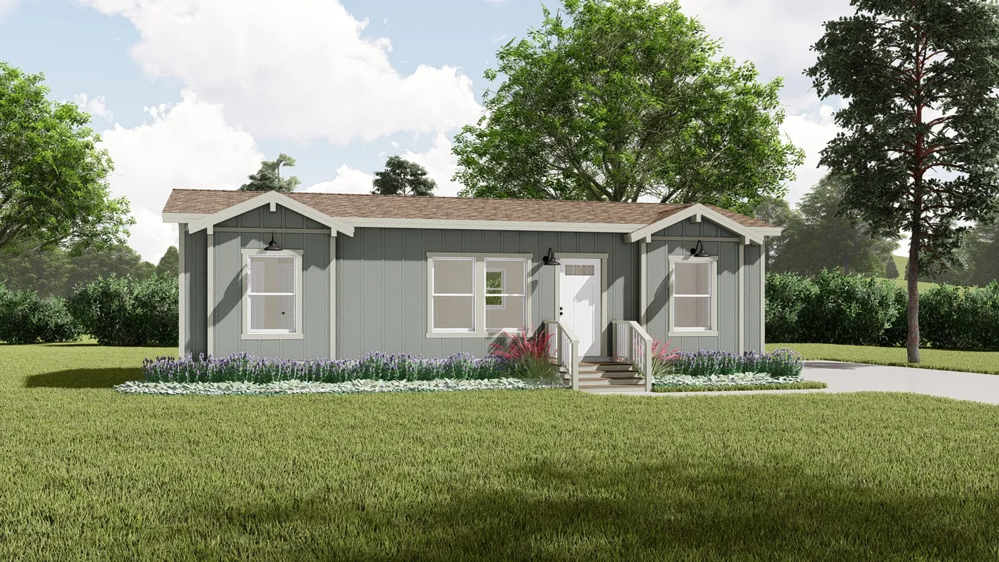 The CORONADO 2040A Farmhouse Exterior. This Manufactured Mobile Home features 2 bedrooms and 2 baths.