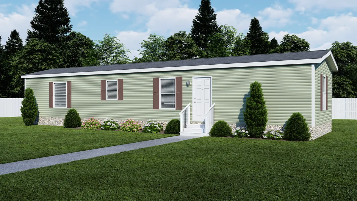 The 6016-E791 THE PULSE Exterior. This Manufactured Mobile Home features 2 bedrooms and 2 baths.
