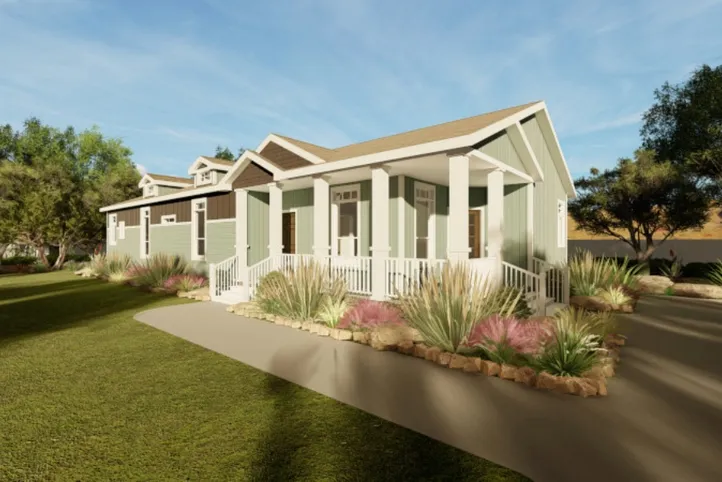 The SUM3068A Exterior. This Manufactured Mobile Home features 3 bedrooms and 2 baths.