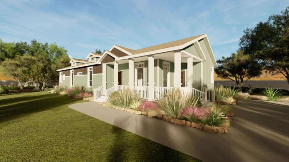 The SUM3068A Exterior. This Manufactured Mobile Home features 3 bedrooms and 2 baths.
