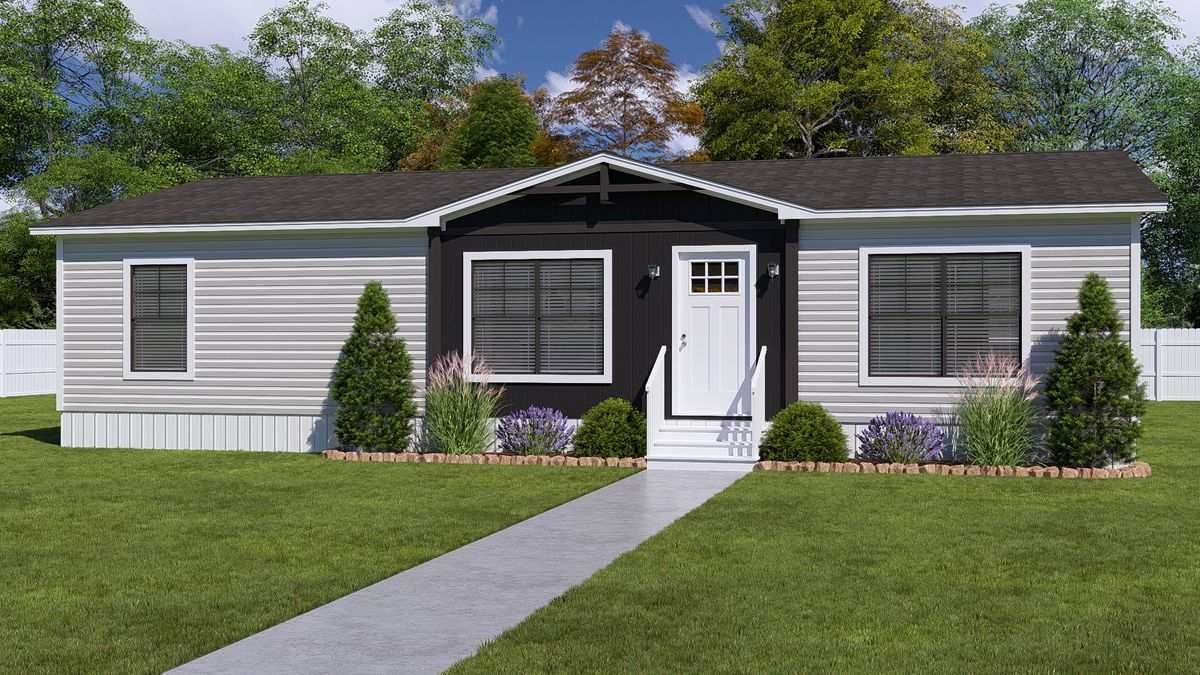 The SAWYER ELITE Exterior. This Manufactured Mobile Home features 3 bedrooms and 2 baths.