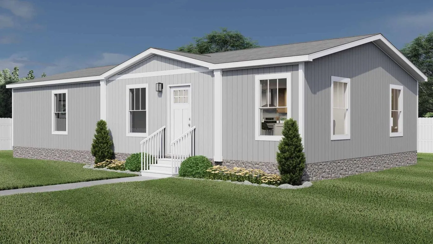 The UNDER PRESSURE Exterior. This Manufactured Mobile Home features 3 bedrooms and 2 baths.