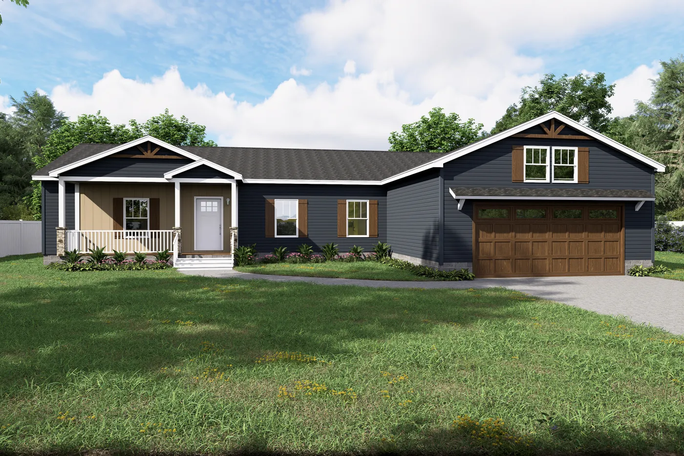 The MCCANN BLVD 6830-MS070 SECT Exterior. This Manufactured Mobile Home features 3 bedrooms and 2 baths.