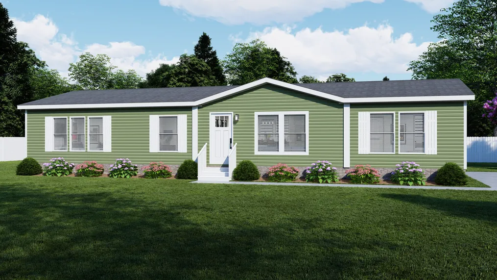 The LEWIS Exterior. This Manufactured Mobile Home features 3 bedrooms and 2 baths.