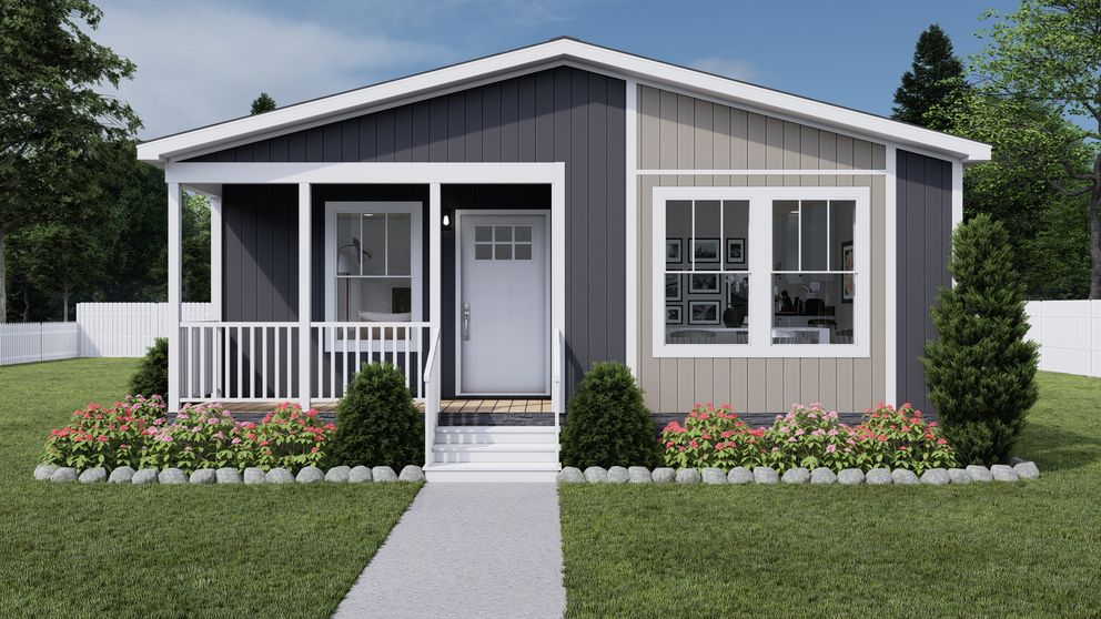 The STAYIN' ALIVE Exterior. This Manufactured Mobile Home features 3 bedrooms and 2 baths.
