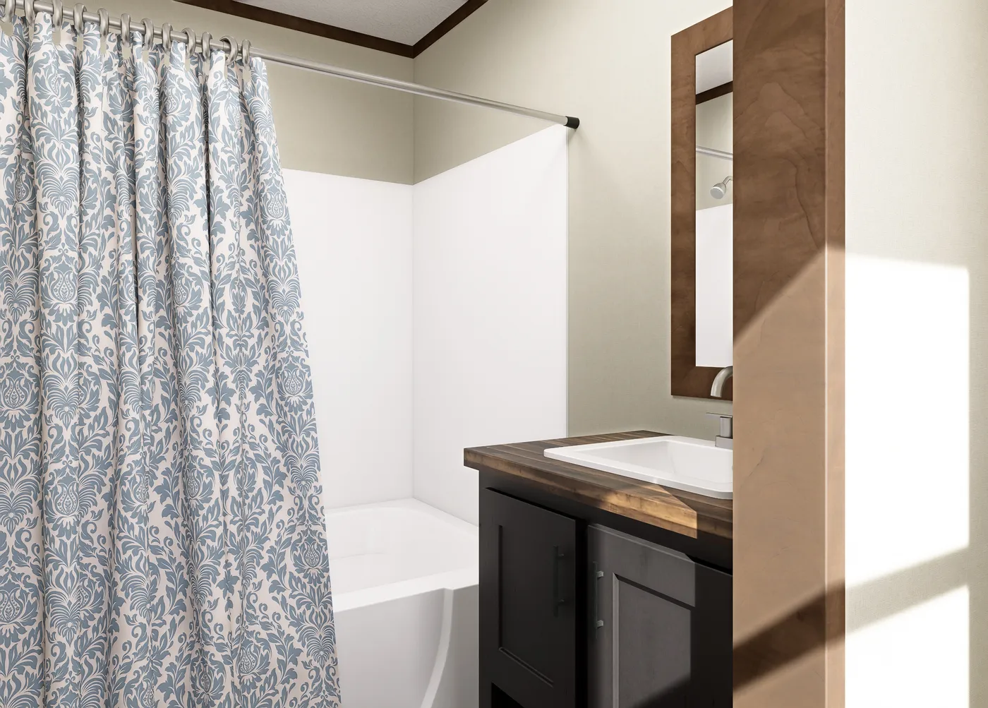 The LEWIS Exterior. This Manufactured Mobile Home features 2 bedrooms and 2 baths.