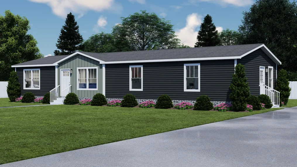 The 2003 ROCKET MAN 66X28 MOD Exterior. This Modular Home features 3 bedrooms and 2 baths.