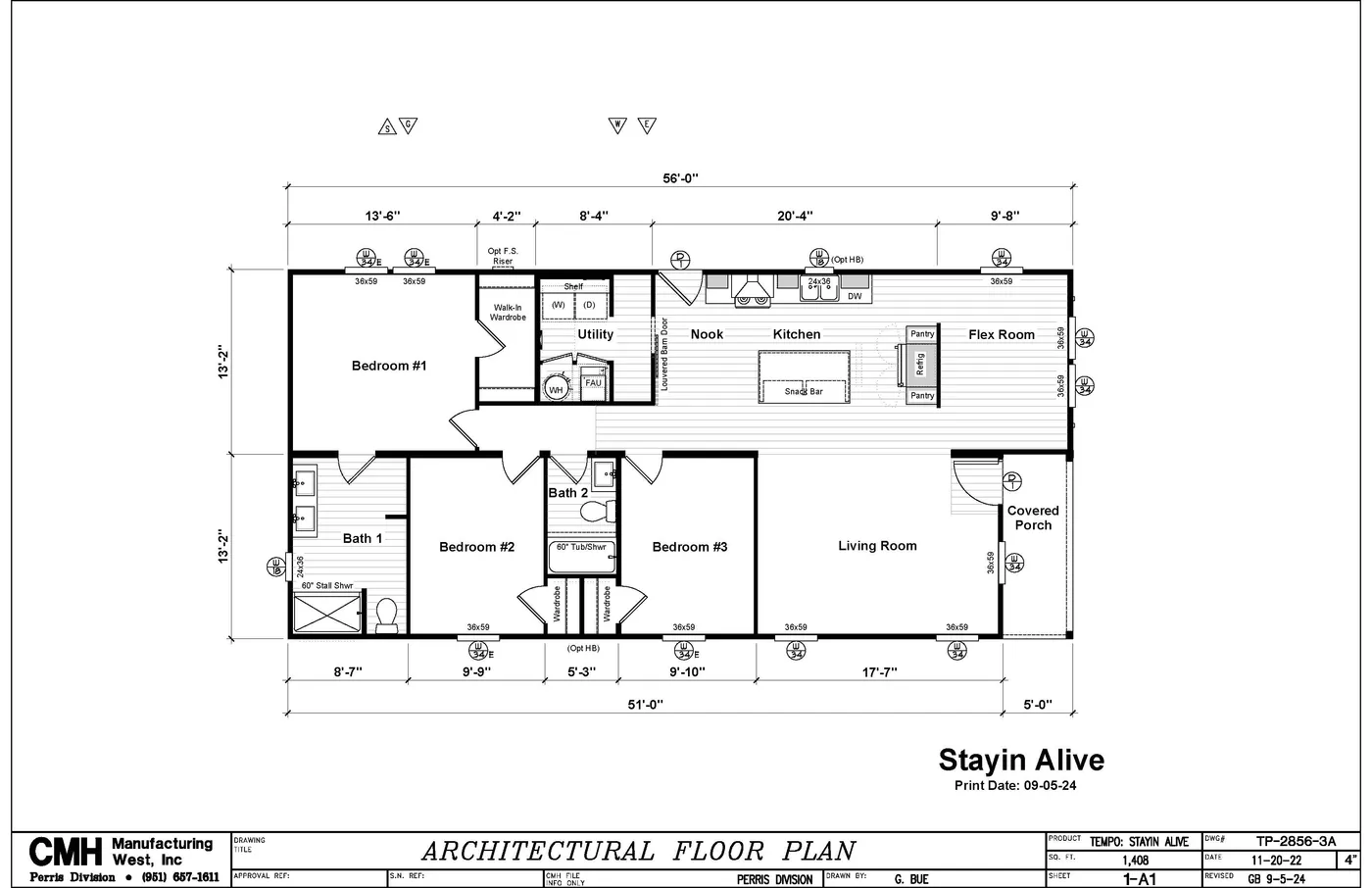 The STAYIN' ALIVE Exterior. This Manufactured Mobile Home features 3 bedrooms and 2 baths.