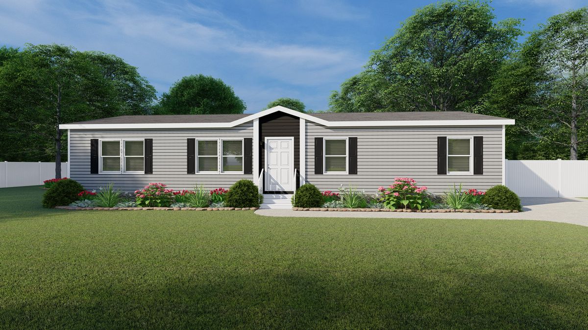 The ANNIVERSARY 56 Exterior. This Manufactured Mobile Home features 3 bedrooms and 2 baths.