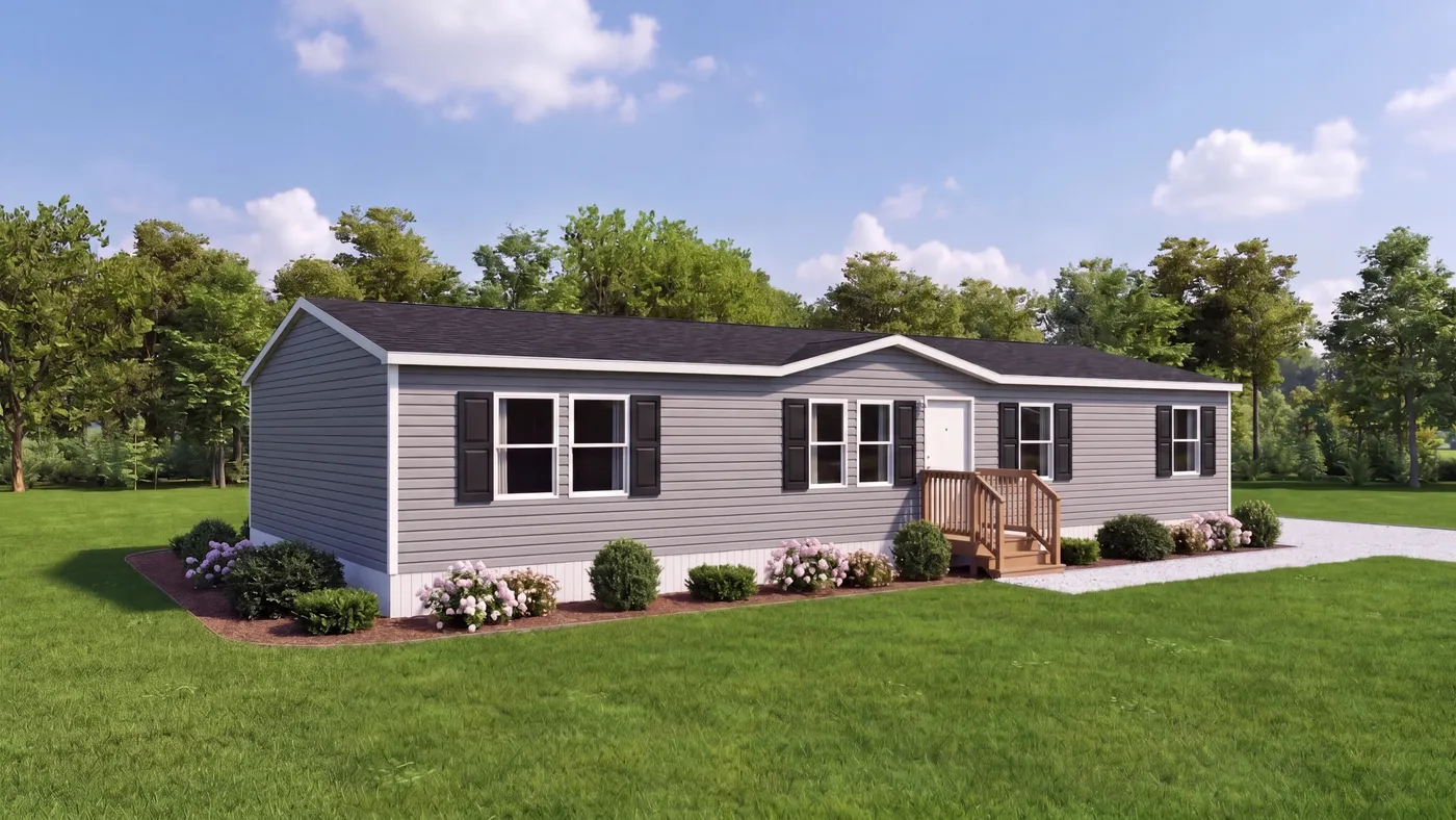 The CEDAR Exterior. This Manufactured Mobile Home features 3 bedrooms and 2 baths.