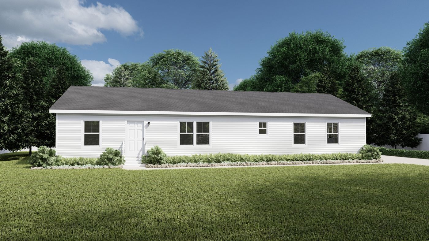 The 50TH ANNIVERSARY MOD Exterior. This Modular Home features 3 bedrooms and 2 baths.