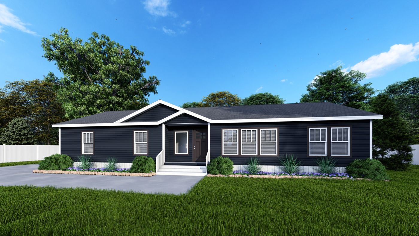 The HIGHLAND PARK/6430-MS038-1 SEC Exterior. This Manufactured Mobile Home features 3 bedrooms and 2.5 baths.