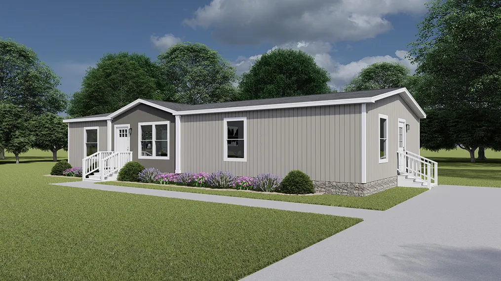 The TEM2856-3A LET IT BE Exterior. This Manufactured Mobile Home features 3 bedrooms and 2 baths.