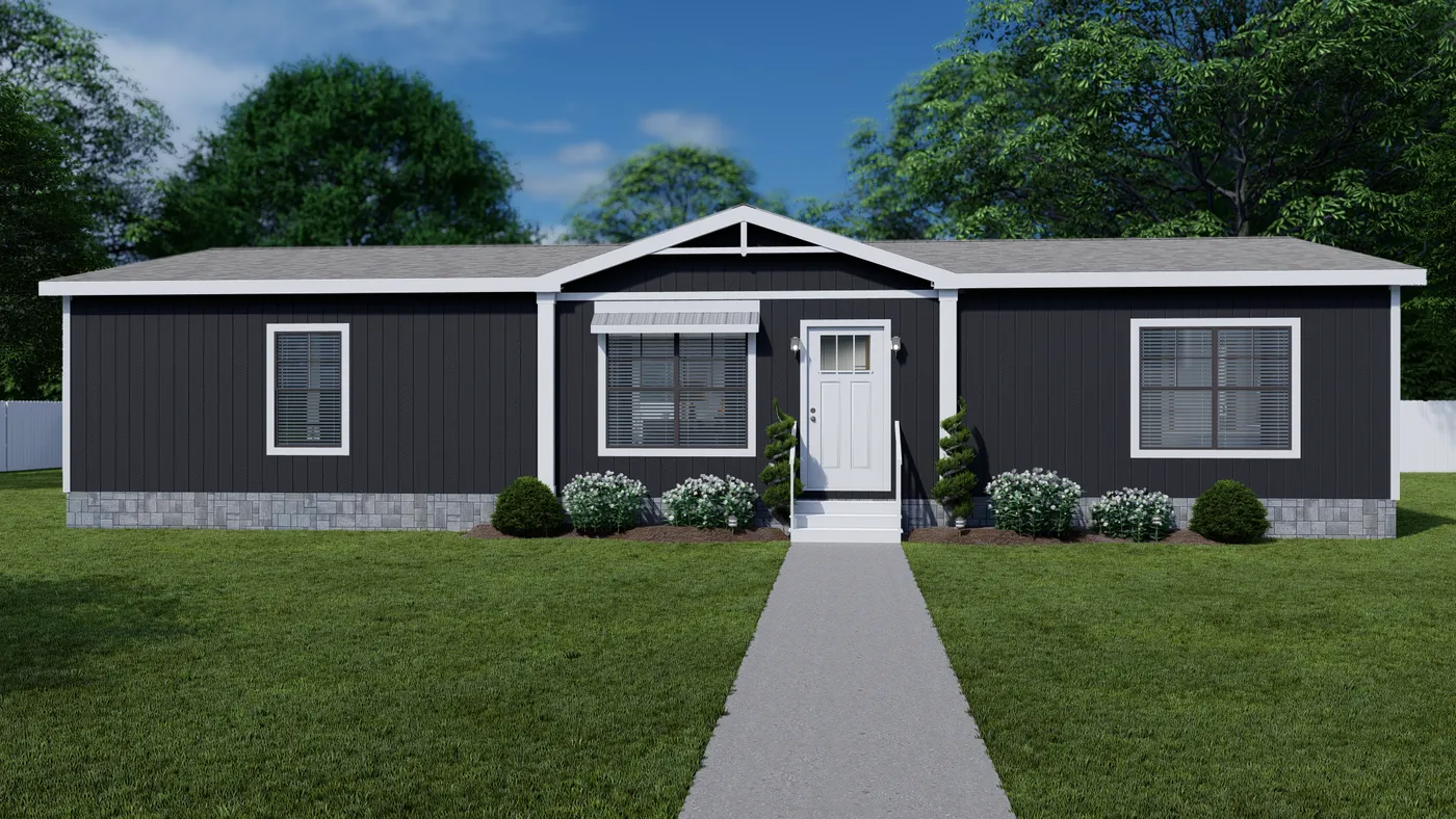 The LIZZIE ELITE Exterior in Black. This Manufactured Mobile Home features 3 bedrooms and 2 baths.