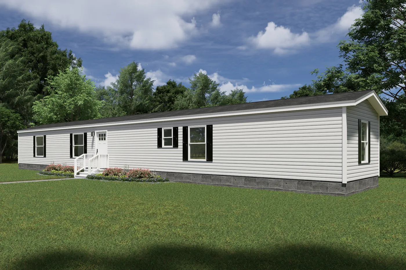 The VOYAGE Exterior. This Manufactured Mobile Home features 3 bedrooms and 2 baths.