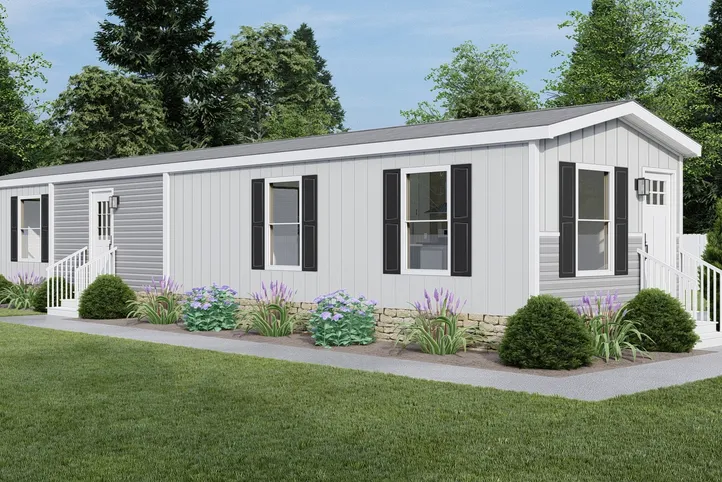 The CORTES Exterior. This Manufactured Mobile Home features 2 bedrooms and 2 baths.