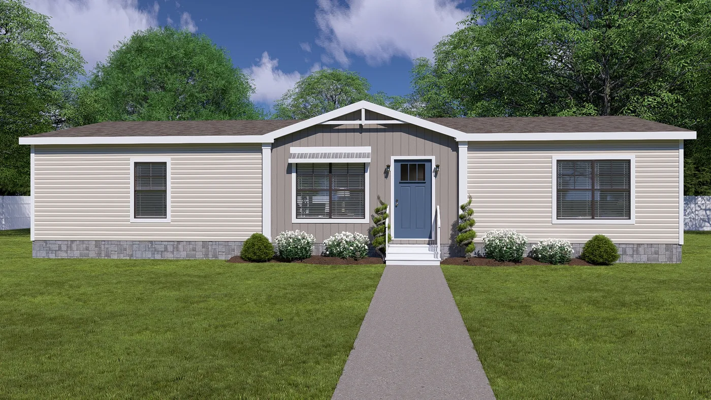 The LIZZIE ELITE Exterior with White Trim. This Manufactured Mobile Home features 3 bedrooms and 2 baths.