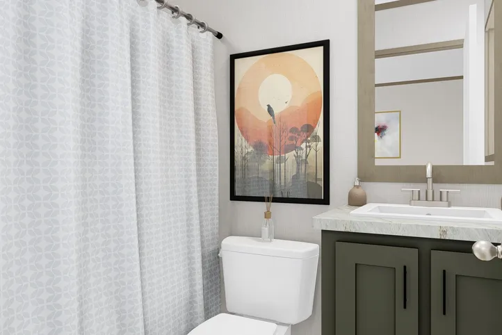 The CORTES Exterior. This Manufactured Mobile Home features 2 bedrooms and 2 baths.