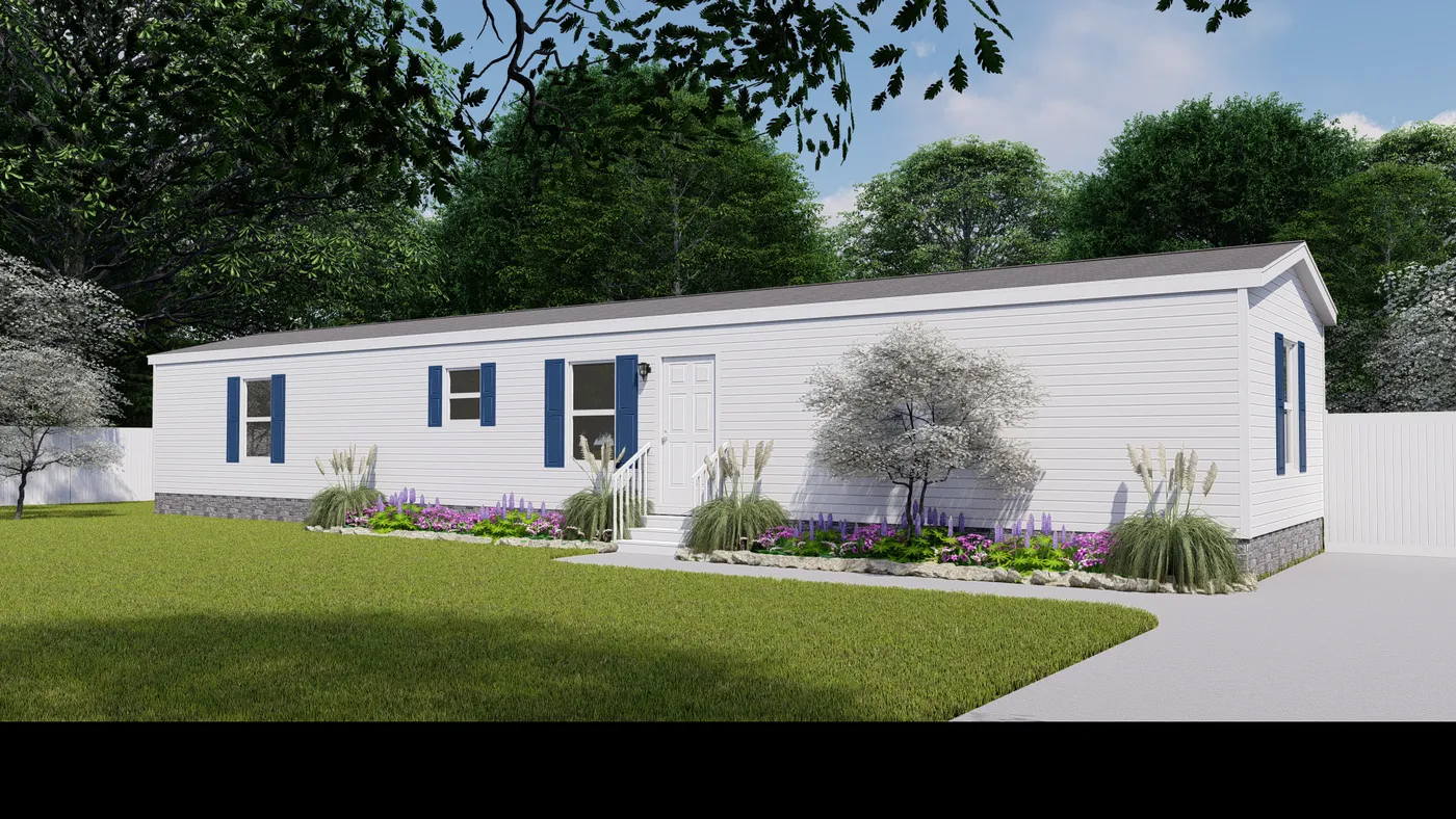 The 6616-E200 ADRENALINE Exterior. This Manufactured Mobile Home features 3 bedrooms and 2 baths.