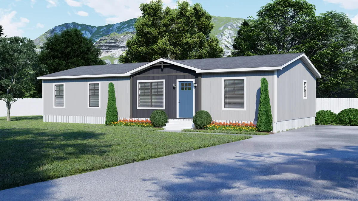The EMILIE Exterior. This Manufactured Mobile Home features 3 bedrooms and 2 baths.