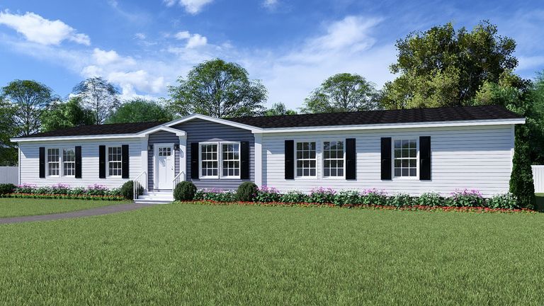 The 4872 ENTERPRISE 32X76 HUD Exterior. This Manufactured Mobile Home features 4 bedrooms and 2 baths.