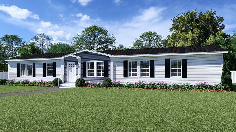 The 4872 ENTERPRISE 32X76 HUD Exterior. This Manufactured Mobile Home features 4 bedrooms and 2 baths.