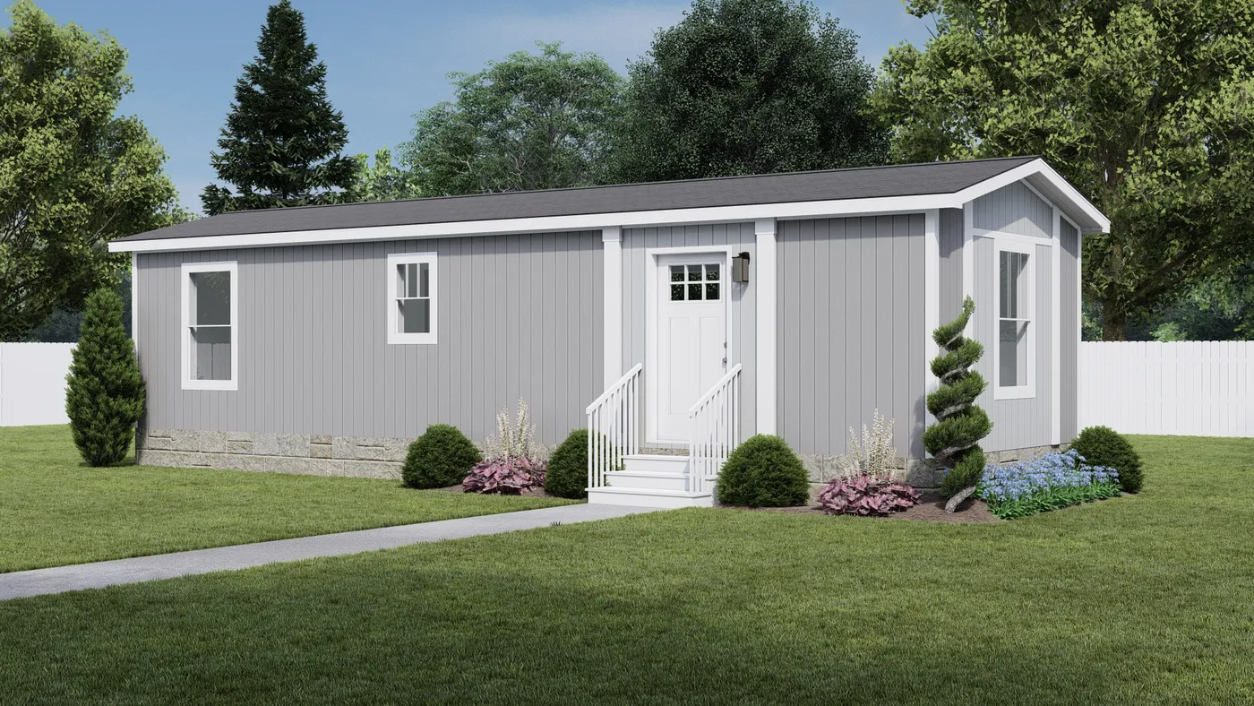 The IMAGINE Exterior. This Manufactured Mobile Home features 1 bedroom and 1 bath.
