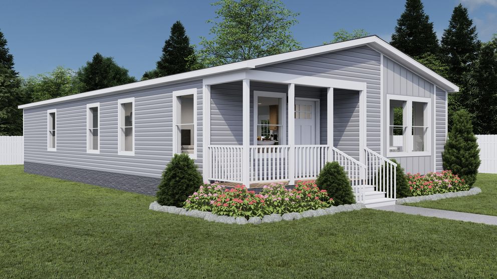 The STAYIN' ALIVE Exterior. This Manufactured Mobile Home features 3 bedrooms and 2 baths.
