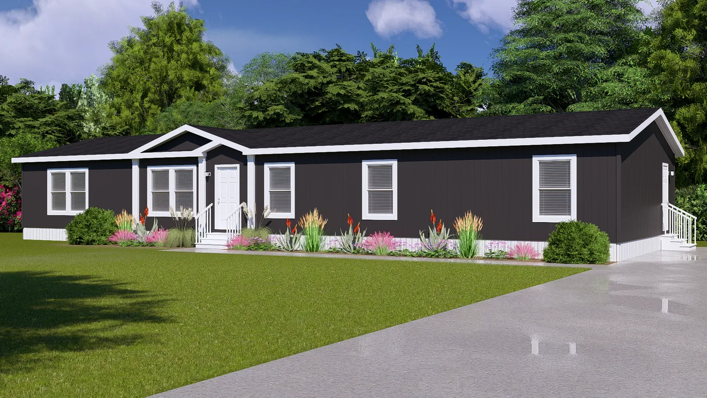 The ABSOLUTE VALUE Exterior. This Manufactured Mobile Home features 4 bedrooms and 2 baths.