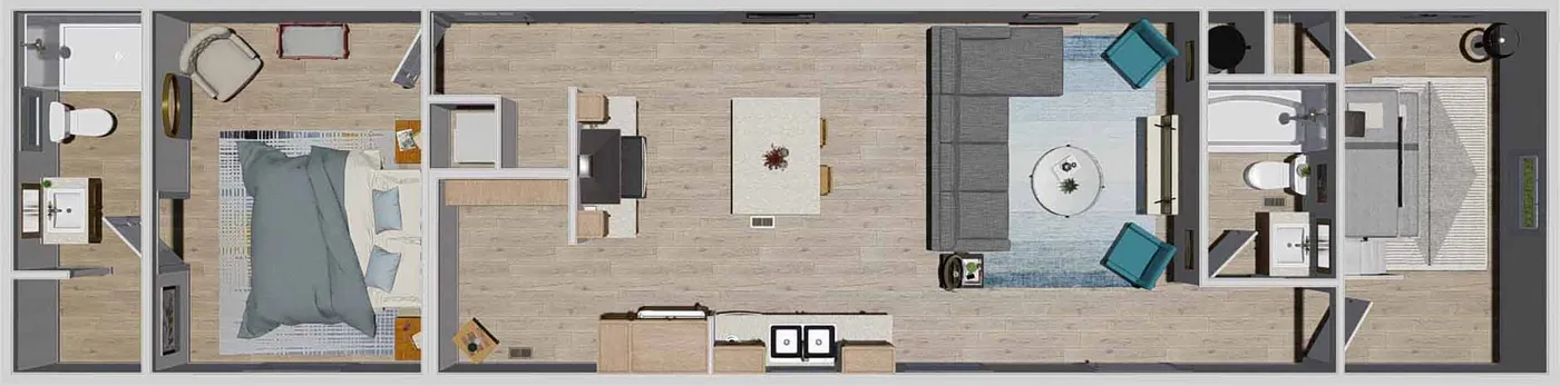 The BORN TO RUN Exterior. This Manufactured Mobile Home features 2 bedrooms and 2 baths.