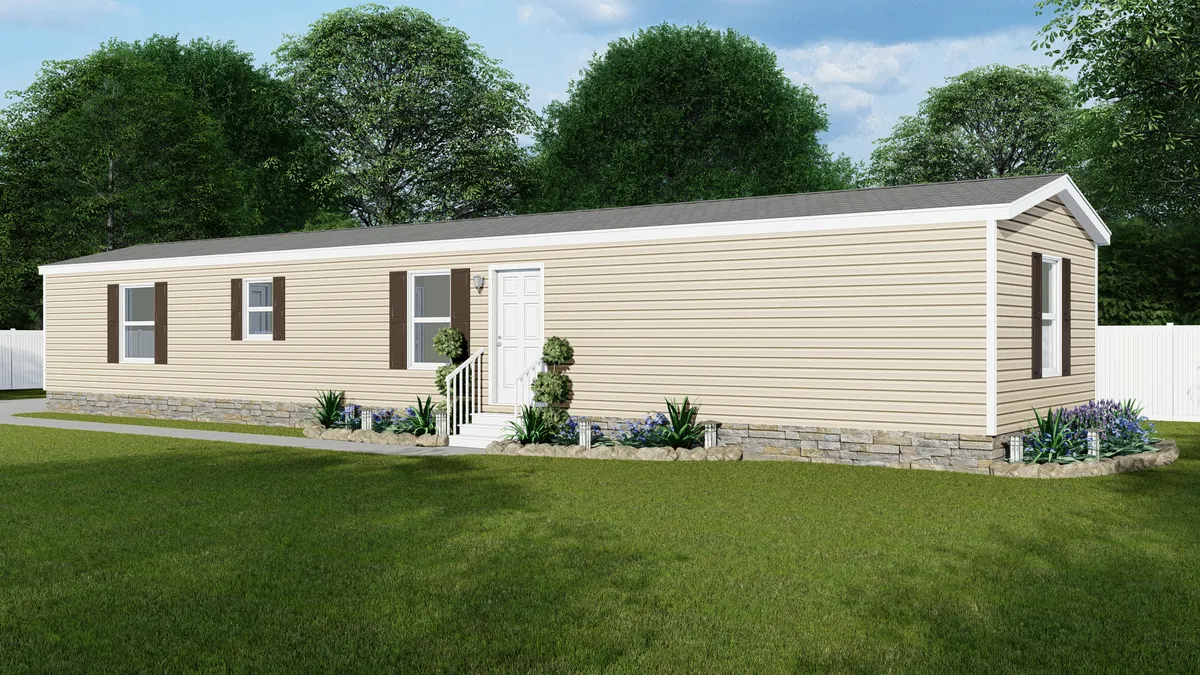 The 6616-711 THE PULSE Exterior. This Manufactured Mobile Home features 3 bedrooms and 2 baths.