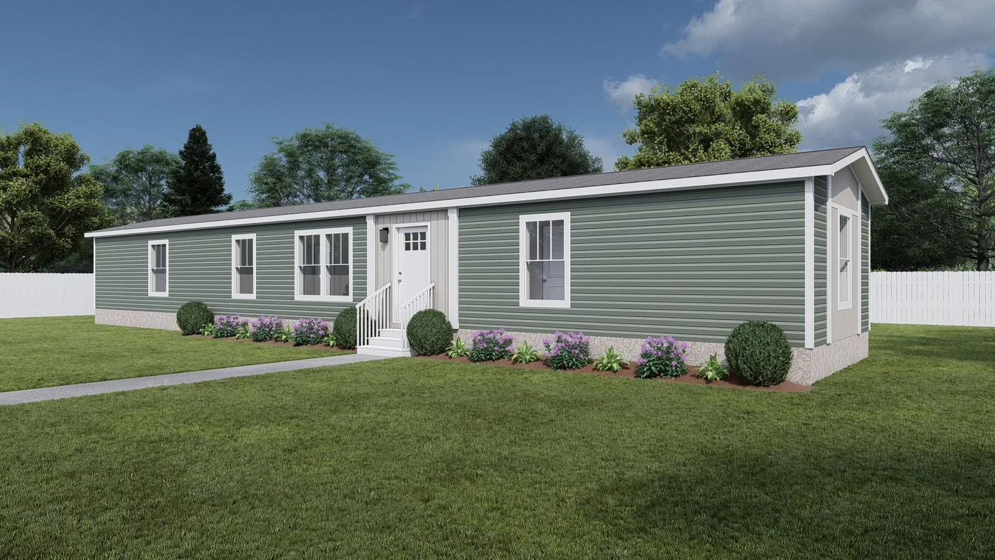 The SWEET CAROLINE Exterior. This Manufactured Mobile Home features 3 bedrooms and 2 baths.