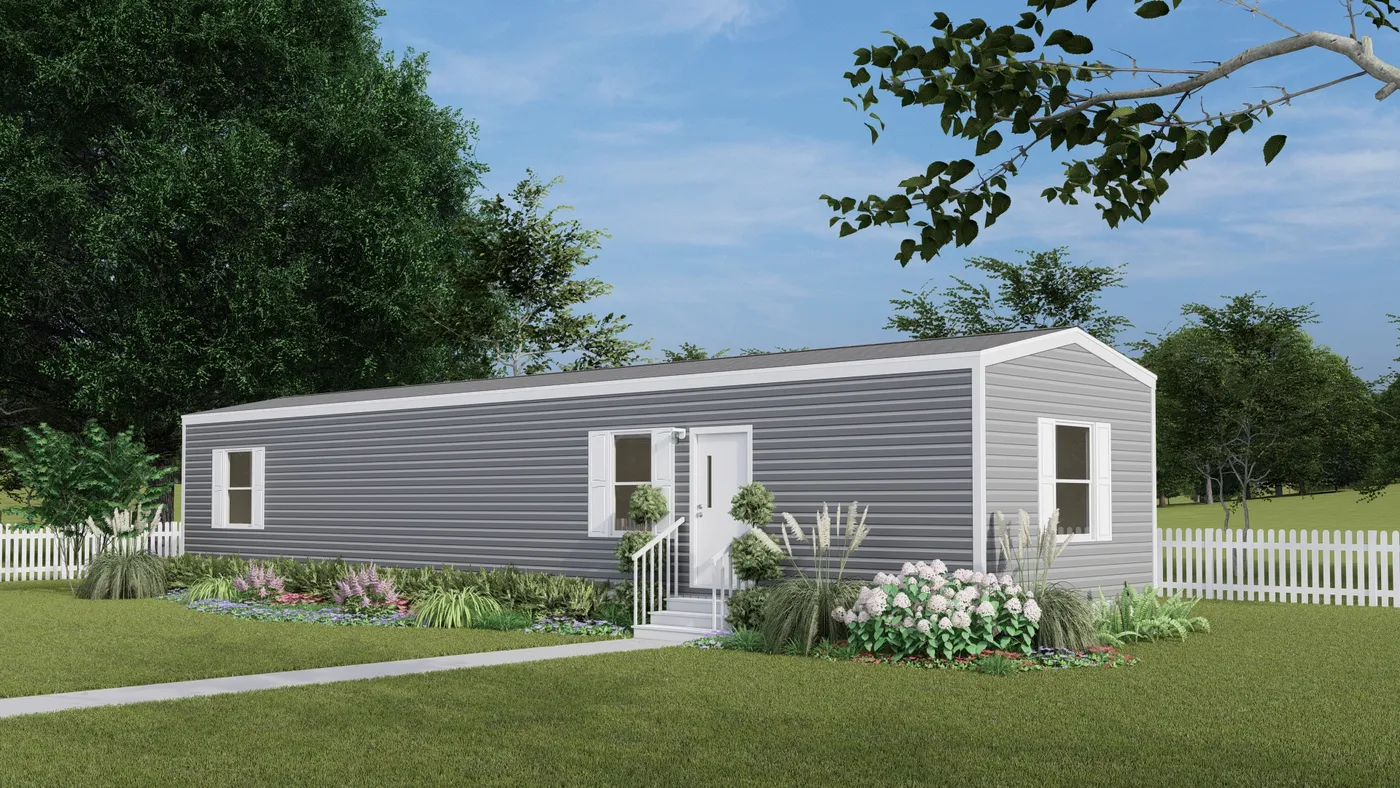 The ELM Exterior. This Manufactured Mobile Home features 2 bedrooms and 1 bath.