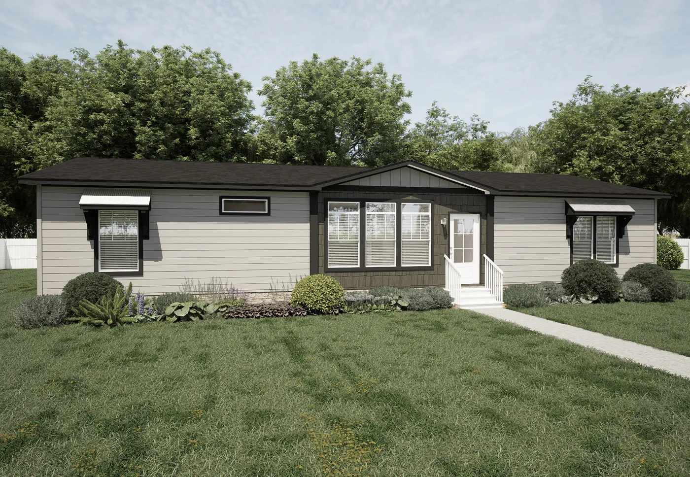 The THE OCEANSIDE 3 Exterior. This Manufactured Mobile Home features 3 bedrooms and 2 baths.
