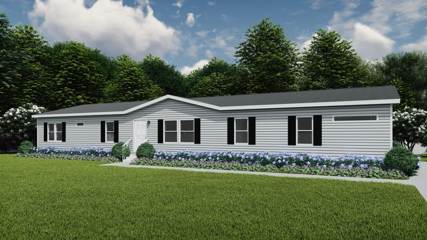 The THE RIVERWAY Exterior. This Manufactured Mobile Home features 4 bedrooms and 2 baths.