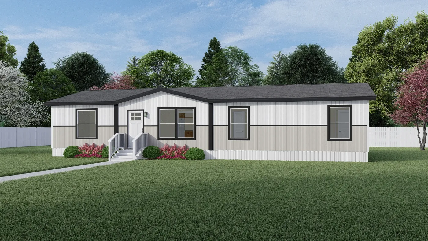 Southern Ranch - TulleWhite. The BOONE Exterior. This Manufactured Mobile Home features 4 bedrooms and 2 baths.