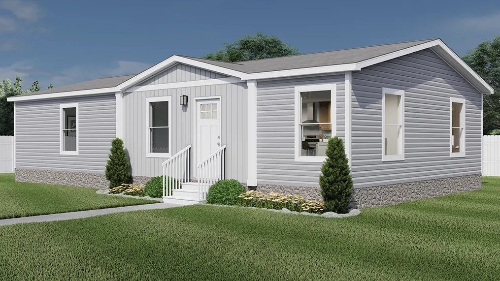 The UNDER PRESSURE Exterior. This Manufactured Mobile Home features 3 bedrooms and 2 baths.