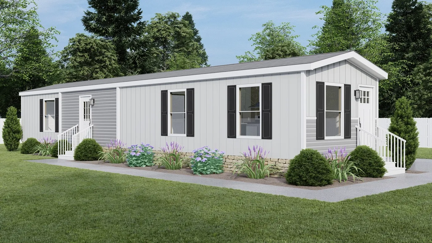 The CORTES 6414-1460 Exterior. This Manufactured Mobile Home features 2 bedrooms and 2 baths.