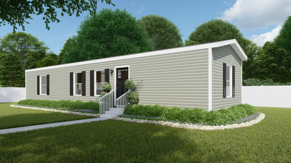 The SPIRIT Exterior with Olive Vinyl. This Manufactured Mobile Home features 2 bedrooms and 2 baths.