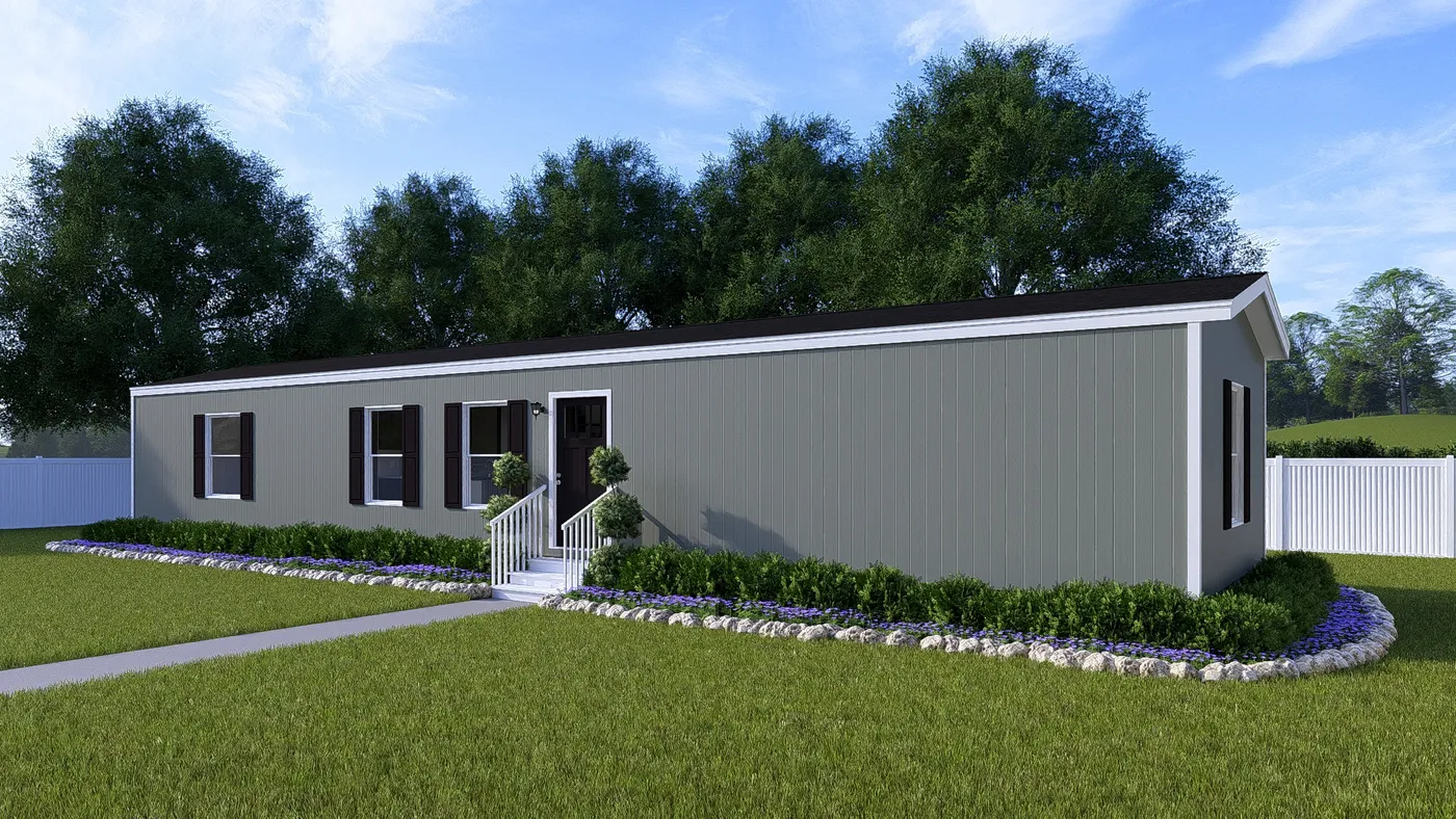 The INTUITION Exterior in Olive. This Manufactured Mobile Home features 3 bedrooms and 2 baths.