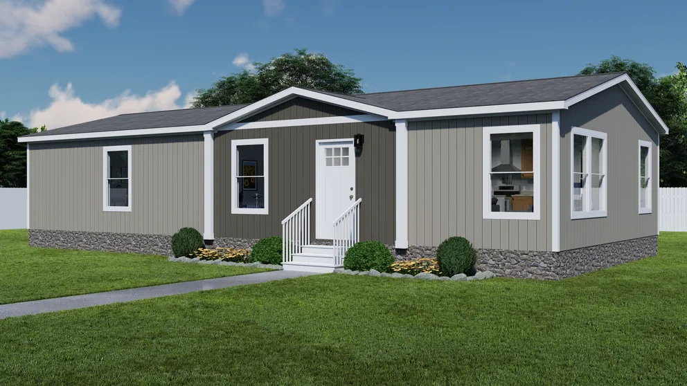 The THREE LITTLE BIRDS Exterior. This Manufactured Mobile Home features 3 bedrooms and 2 baths.
