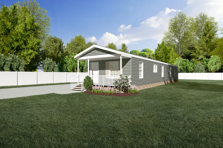 The 7616-SW018 SUNRISE SW Exterior. This Manufactured Mobile Home features 3 bedrooms and 2 baths.