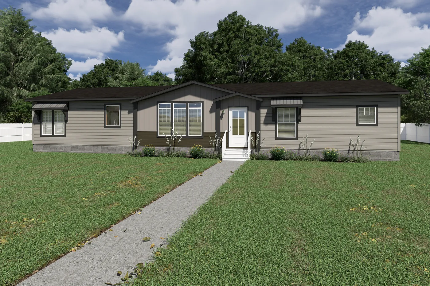 The THE VAIL 4 Exterior. This Manufactured Mobile Home features 4 bedrooms and 3 baths.